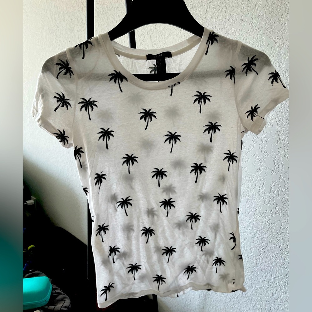 White and black palm tree shirt size small